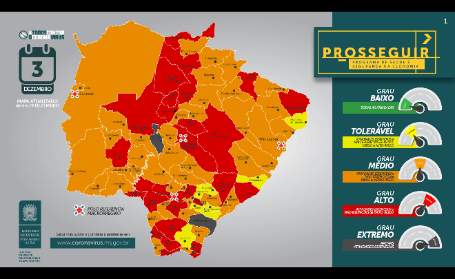 Na segunda onda, MS volta a ter cidades no grau de risco extremo da Covid