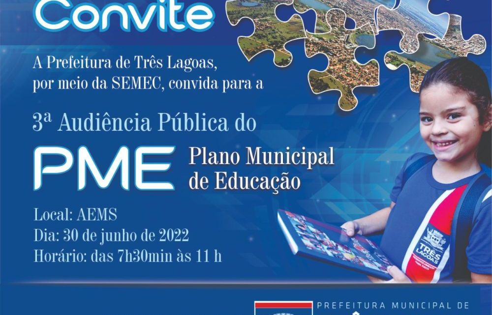 Audiência Pública do Plano Municipal de Educação acontece nesta quinta-feira (30) em Três Lagoas