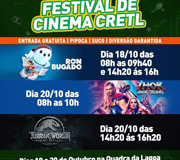 CRETL realiza Festival de Cinema hoje (18) e quinta-feira (20). Veja quais filmes serão exibidos gratuitamente