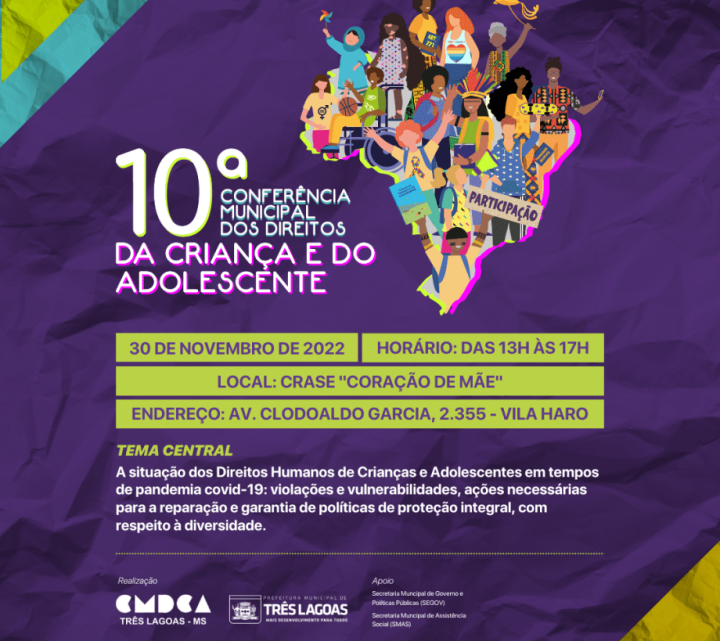 10ª Conferência Municipal dos Direitos da Criança e do Adolescente acontece nesta quarta-feira (30)