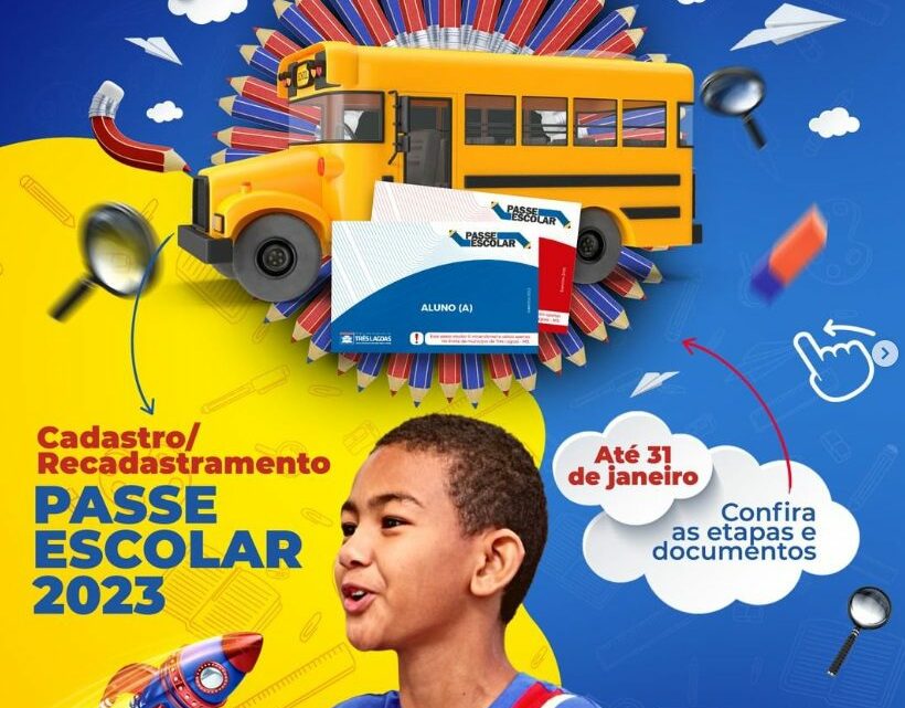 PASSE ESCOLAR 2023 – Prazo para cadastro m Três Lagoas encerra hoje (31/01). Veja como fazer