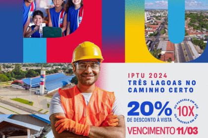 Vence nesta segunda-feira (11), a primeira parcela do IPTU 2024