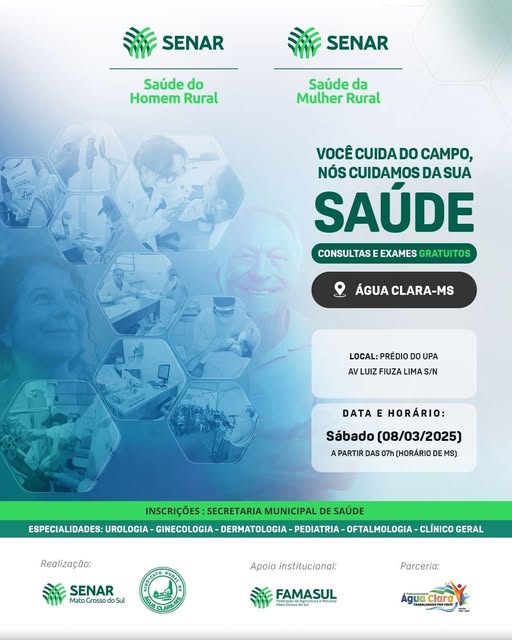 Com atendimentos gratuitos, ‘Programa Saúde do Senar’ chega em Água Clara