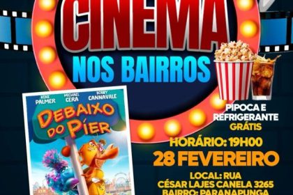 Cinema nos Bairros leva diversão gratuita ao Paranapungá nesta sexta-feira (28)